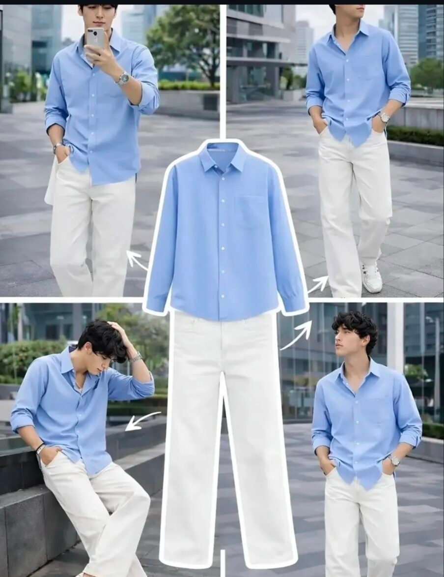 alt="Light blue formal wear outfit for men"
